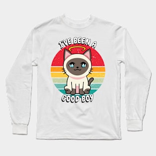 Cute siamese cat is a good boy Long Sleeve T-Shirt